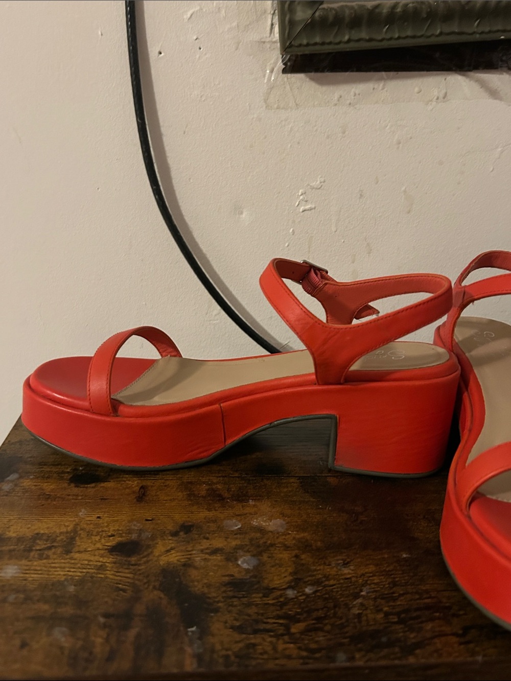 Seychelles Red Platform Ankle-Strap Sandals - Picture 4 of 6